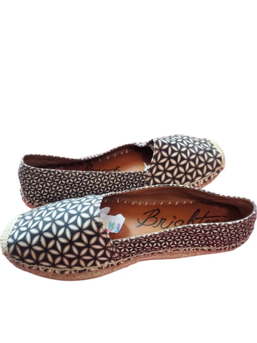 Brighton Womens Geometric Print Espadrille Flats Casual Slip-On Shoes Black SZ 9 - Picture 5 of 14